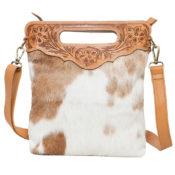 COWHIDE & TOOLED LEATHER BAG