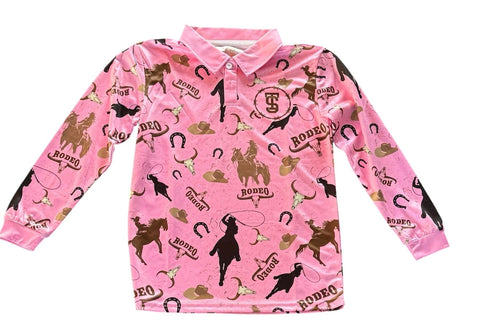 KIDS PINK RODEO FISHING SHIRT