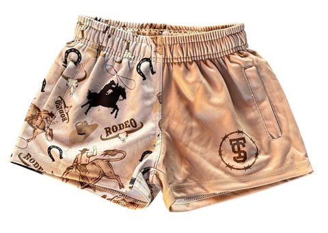 KIDS TAN RODEO FOOTY SHORTS
