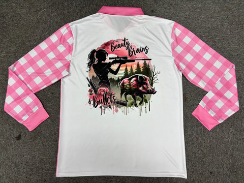 GRUNTER PINK/PLAIN FISHING SHIRT