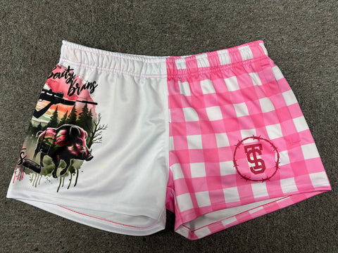 GRUNTER PINK/PLAIN FOOTY SHORTS