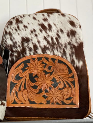 COWHIDE & LEATHER TOOLED BACKPACK