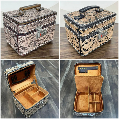 HAND CARVED JEWELLERY BOX WITH LOCK (BROWN ONLY AVAILABLE )