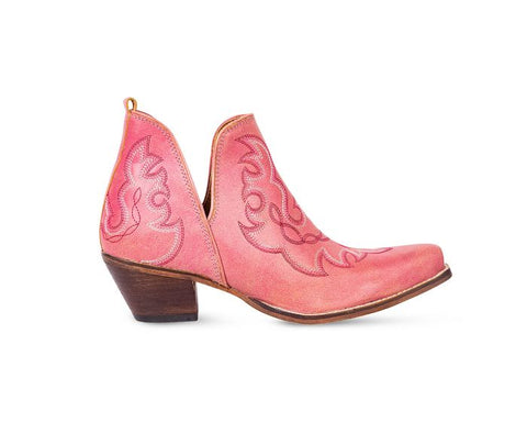 PINK MAISIE STITCHED LEATHER BOOTS