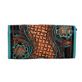 TEAL LEATHER TOOLED WALLET