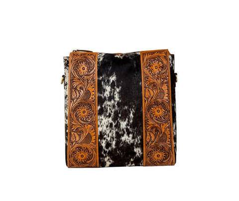 COWHIDE & TOOLED LEATHER BACKPACK/HANDLE BAG
