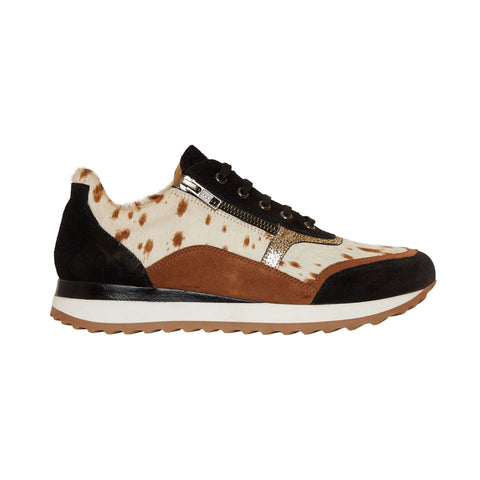 SNEAKERS WITH TAN/WHITE COWHIDE