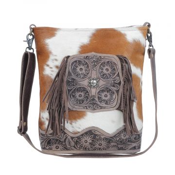 TOOLED LEATHER & COWHIDE BAG
