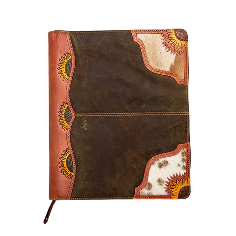 LEATHER JOURNAL WITH SUNFLOWERS