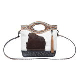 HEAD HONCHO TOOLED LEATHER AND COWHIDE BAG