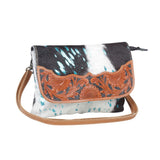 NEON LIGHTS CARVED LEATHER AND COWHIDE BAG