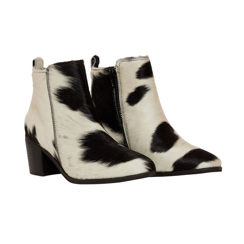 COWHIDE BLACK/WHITE BOOTS