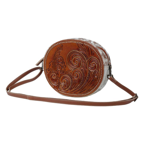LEATHER & COWHIDE ROUND BAG